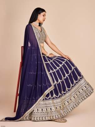 Sequins Embroidery Work Purple Georgette Lehenga Choli