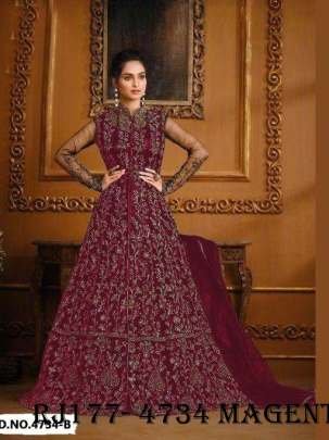 Party Wear Collection Magenta Semi Stitched Suit