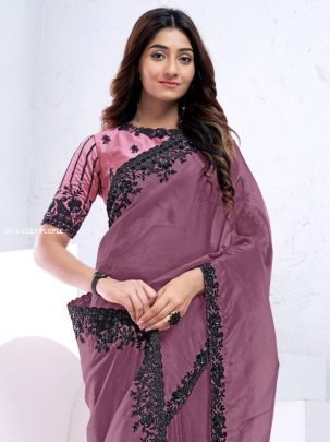 Party Wear Deep Purple Saree Collection By Mahotsav