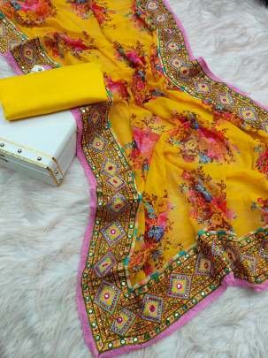 Party Wear Digital Printed Georgette Saree