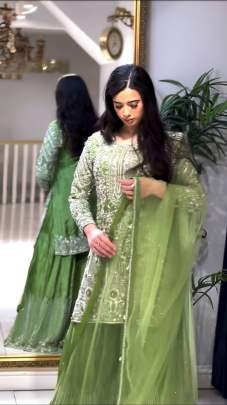 Party Wear Embroidery Sequence Work Palazzo Suit