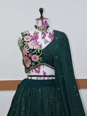 Party Wear Embroidery Work Georgette Lehenga Choli With Readymade Blouse