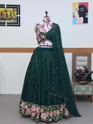 Party Wear Embroidery Work Georgette Lehenga Choli With Readymade Blouse