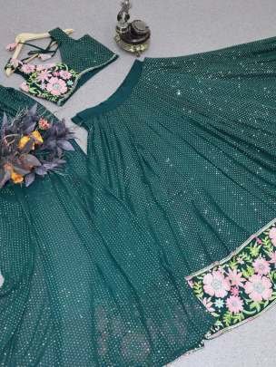Party Wear Embroidery Work Georgette Lehenga Choli With Readymade Blouse