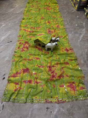 Party Wear Georgette Fabric Green Colour Saree