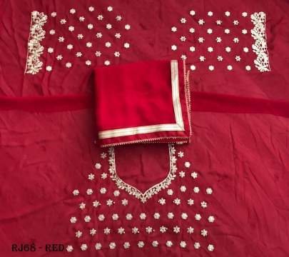 Party Wear Georgette Red  With Embroidery saree