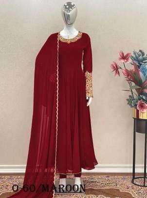 Party Wear Green Anarkali Gown