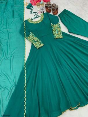 Party Wear Green Anarkali Gown