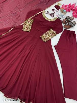 Party Wear Green Anarkali Gown