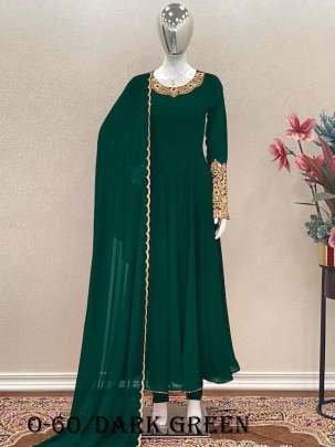 Party Wear Green Anarkali Gown