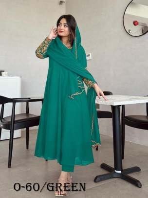 Party Wear Green Anarkali Gown
