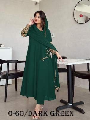 Party Wear Green Anarkali Gown