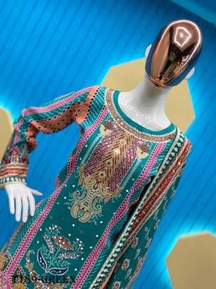 Party Wear Green Pure Muslin Sharara Suit