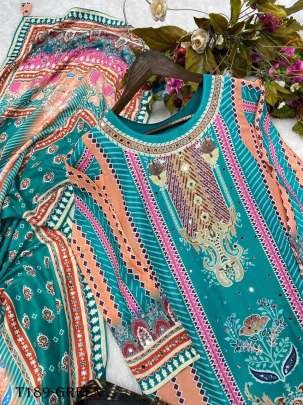 Party Wear Green Pure Muslin Sharara Suit