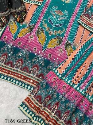 Party Wear Green Pure Muslin Sharara Suit