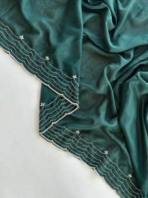 Party Wear Handcrafted Work Soft Organza Saree