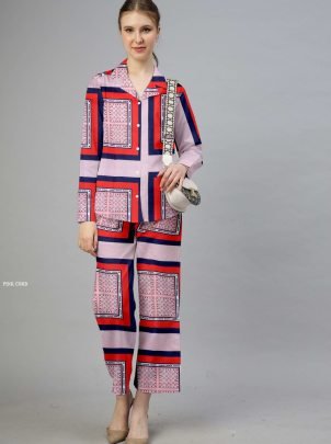 Party Wear Imported Magic Cotton Pink Co ord Set 