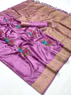 Party Wear Khalissi Silk Brand Handloom Weaving Satin Silk Saree