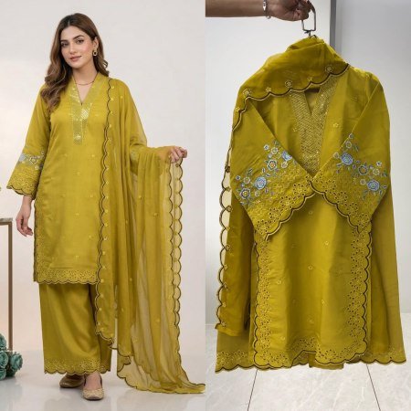 Party Wear Kurta Palazzo Dupatta Set for Women