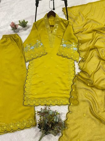 Party Wear Kurta Palazzo Dupatta Set for Women
