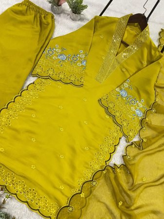 Party Wear Kurta Palazzo Dupatta Set for Women