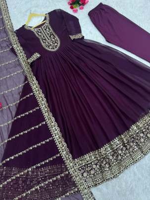 Party Wear Look Silk Gown With Embroidery And Sequinc Work