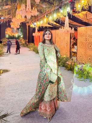 Party Wear Luxury Look Multy Work Georgette Top And Palazo Set