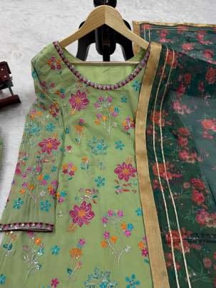 Party Wear Luxury Look Multy Work Georgette Top And Palazo Set