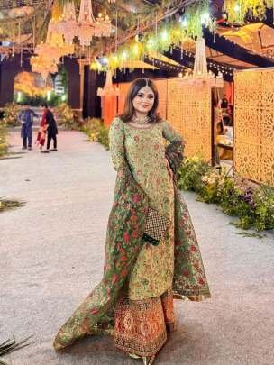 Party Wear Luxury Look Multy Work Georgette Top And Palazo Set