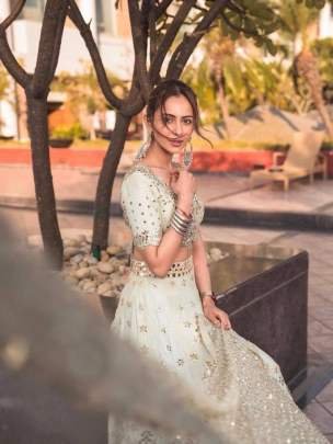 Party Wear Mulberry Silk Sky Lehenga Choli
