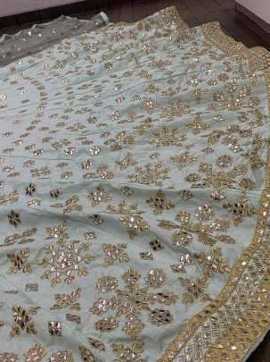 Party Wear Mulberry Silk Sky Lehenga Choli