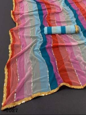 Party Wear Multi Color Georgette Designer Printed Saree