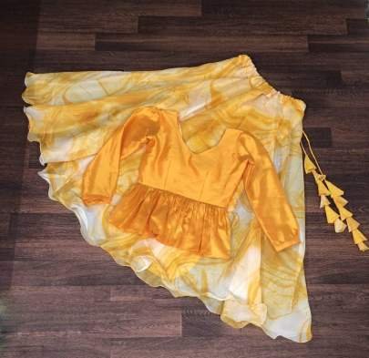 Party Wear Organza Lehenga Skirt With Top