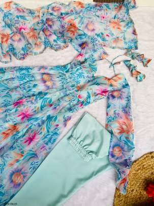 Party Wear Organza Taby Silk Gown With Dupatta And Bottom