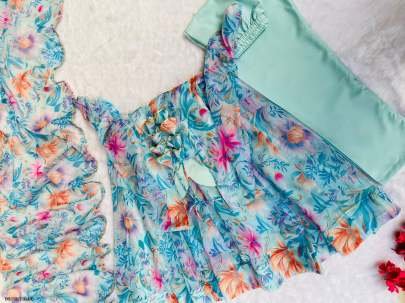 Party Wear Organza Taby Silk Gown With Dupatta And Bottom