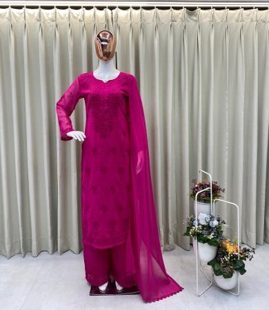 Party Wear Palazzo Suit with Embroidered Kurti