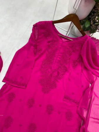 Party Wear Palazzo Suit with Embroidered Kurti