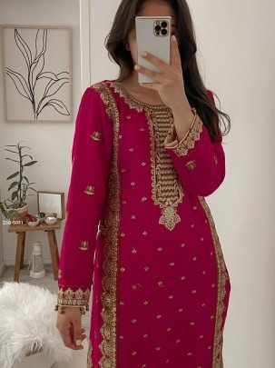 Party Wear Pink Readymade Palazzo Suit