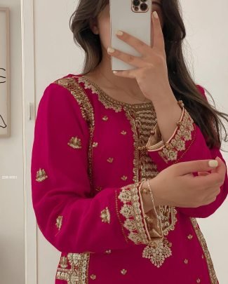 Party Wear Pink Readymade Palazzo Suit