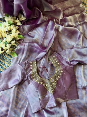 Party Wear Pink jimmy choo Silk saree with Readymade Blouse