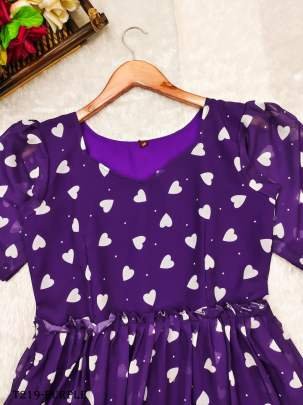 Party Wear Purple Georgette Short Sleeve Gown