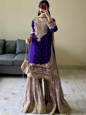 Party Wear Purple Sharara Suit