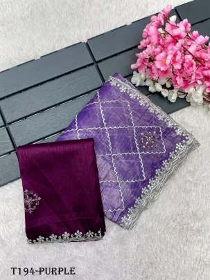 Party Wear Purple Soft Gold Crush Saree