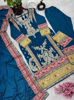 Party Wear Readymade Chinon Silk Suits