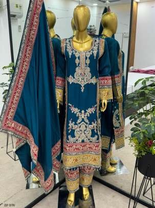 Party Wear Readymade Chinon Silk Suits