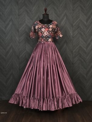 Party Wear Readymade Sequins Chinon Gown