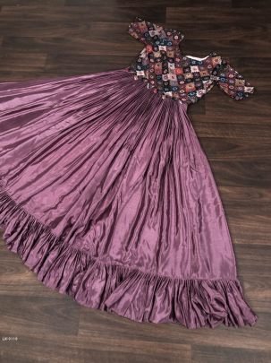 Party Wear Readymade Sequins Chinon Gown