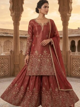 Party Wear Sharara Suit with Heavy Sequence Work