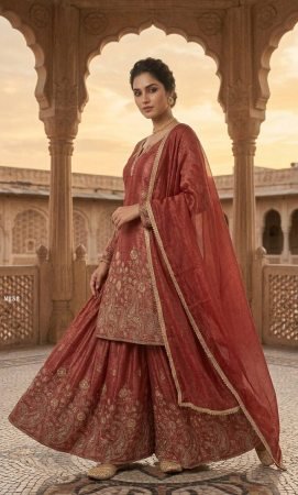 Party Wear Sharara Suit with Heavy Sequence Work