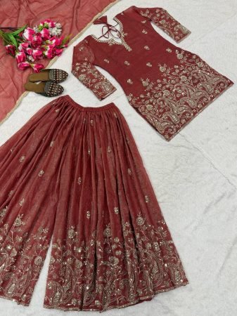 Party Wear Sharara Suit with Heavy Sequence Work